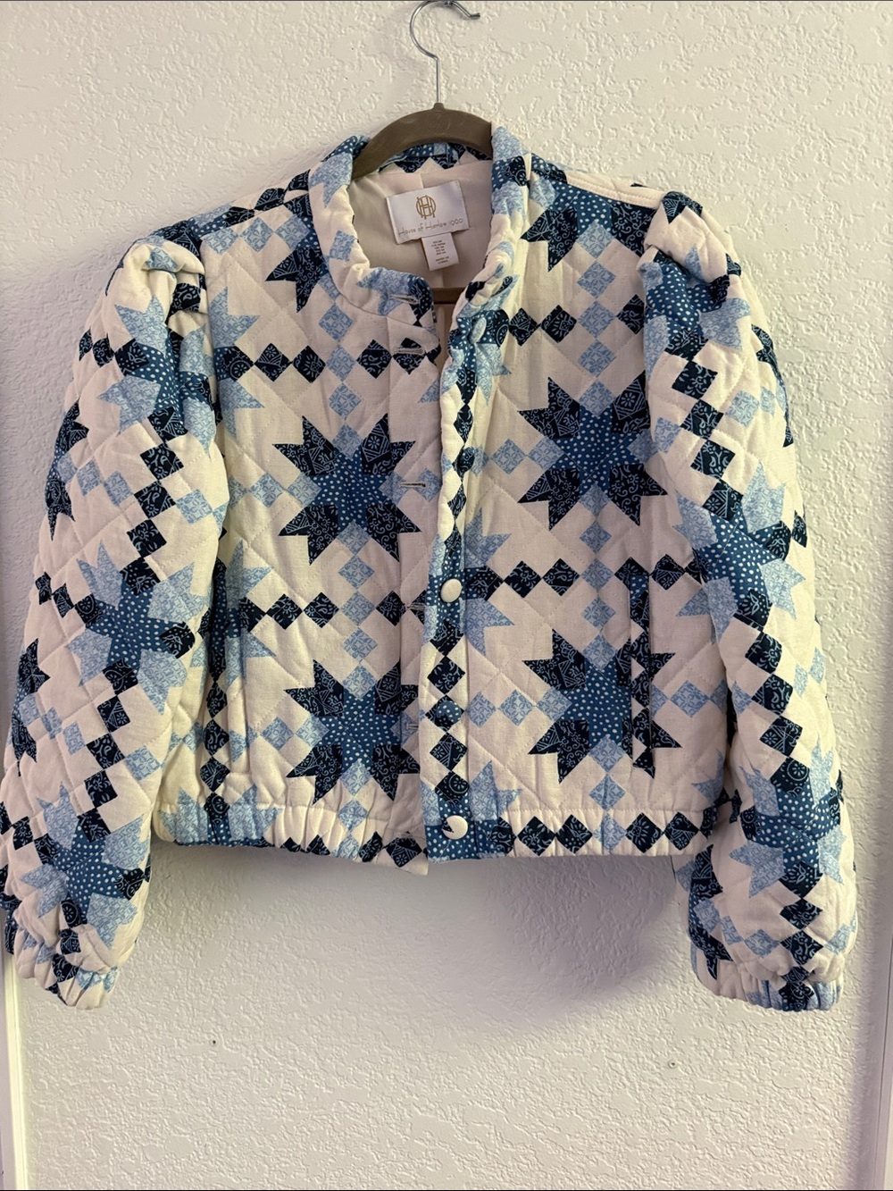 House of Harlow 1960 Quilted Star-Print Jacket - Blue & White